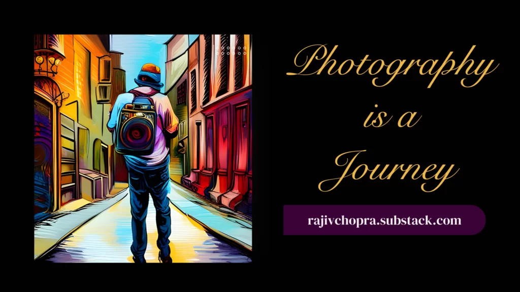 Photography is a journey. The image depicts a camera man